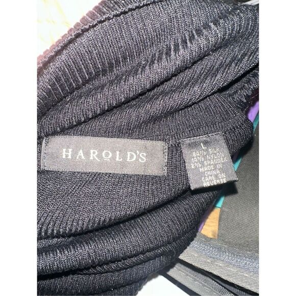 Harold's Women's Black Turtle Neck Pullover Silk Blend Knit Sweater Large - Picture 3 of 3